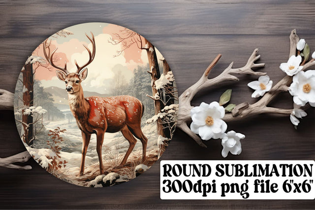 Watercolor Retro Holiday Keychain Design Christmas Round Sublimation afrosvg 