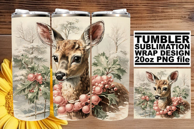 Watercolor Retro Holiday Tumbler Wrap - 20oz Sublimation Sublimation afrosvg 