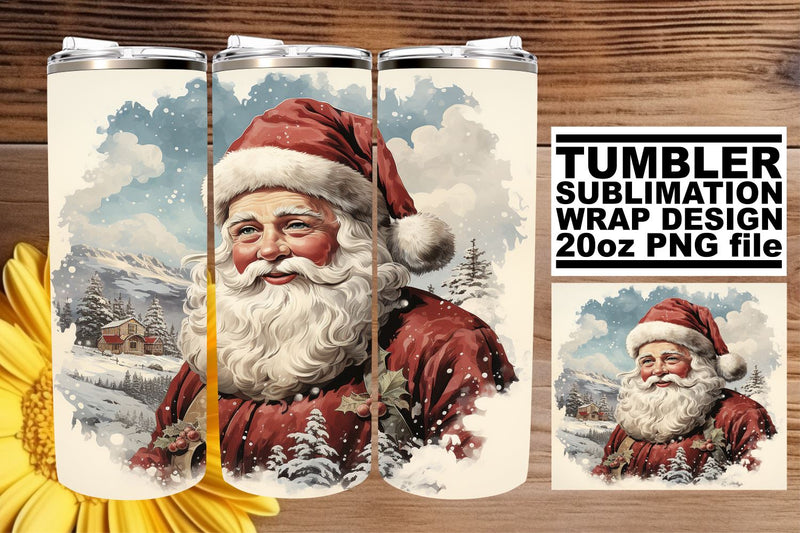 Watercolor Retro Holiday Wrap for Tumblers - Christmas 20oz Sublimation afrosvg 