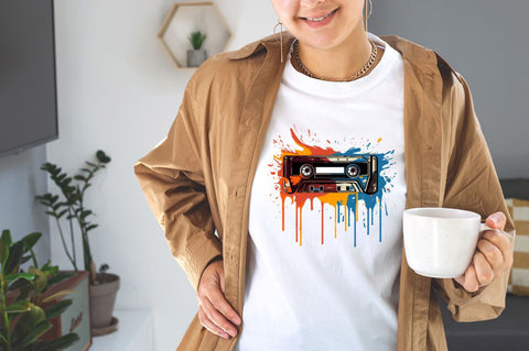 Watercolor Retro Melting Cassetle Tape Clipart Bundle Sublimation Designangry 