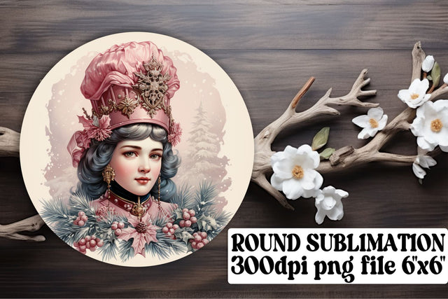 Watercolor Retro PNG Keychain Christmas Round Design Sublimation afrosvg 