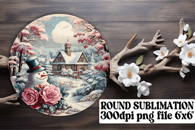 Watercolor Retro Round Keychain Design Holiday Christmas Sublimation afrosvg 