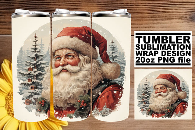 Watercolor Retro Tumbler Wrap - Holiday Christmas 20oz Design Sublimation afrosvg 
