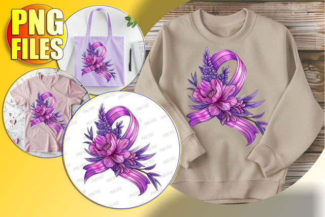 Watercolor Ribbon Breast Cancer PNG Art Sublimation afrosvg 