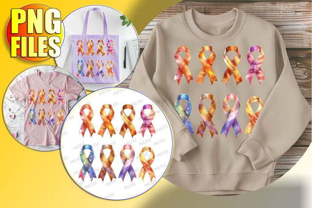 Watercolor Ribbon Breast Cancer PNG Art Sublimation afrosvg 