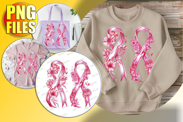 Watercolor Ribbon Breast Cancer PNG Sublimation afrosvg 