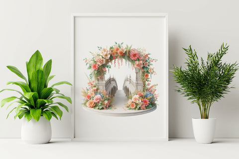 Watercolor Romantic Floral Bridge Clipart Bundle Sublimation SVGArt 
