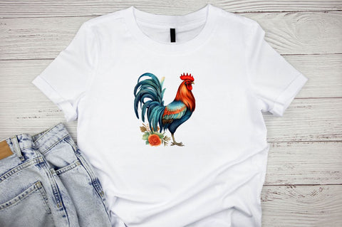 Watercolor Rooster Sublimation Clipart Bundle Sublimation Designangry 