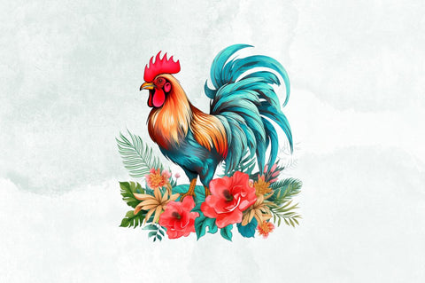 Watercolor Rooster Sublimation Clipart Bundle Sublimation Designangry 