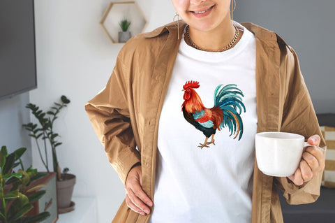 Watercolor Rooster Sublimation Clipart Bundle Sublimation Designangry 