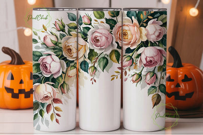 Watercolor Roses 20oz Tumbler Wrap Sublimation PixelChick 
