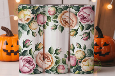 Watercolor Roses 20oz Tumbler Wrap Sublimation PixelChick 