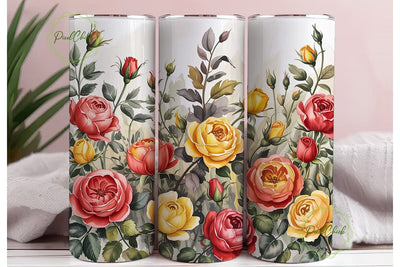 Watercolor Roses Floral 20oz Tumbler Sublimation PixelChick 
