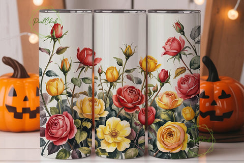 Watercolor Roses Floral 20oz Tumbler Sublimation PixelChick 