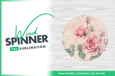 Watercolor roses wind spinner round illustration Sublimation Regulrcrative 