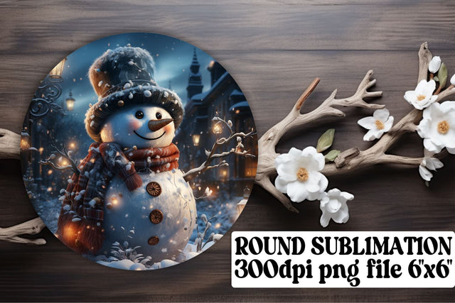 Watercolor Round Design Keychain Retro Christmas Sublimation afrosvg 