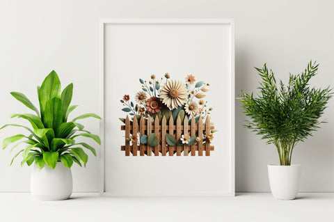 Watercolor Rustic Picket Fences Clipart Sublimation SVGArt 