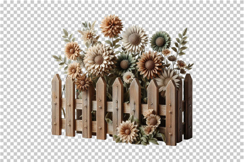 Watercolor Rustic Picket Fences Clipart Sublimation SVGArt 
