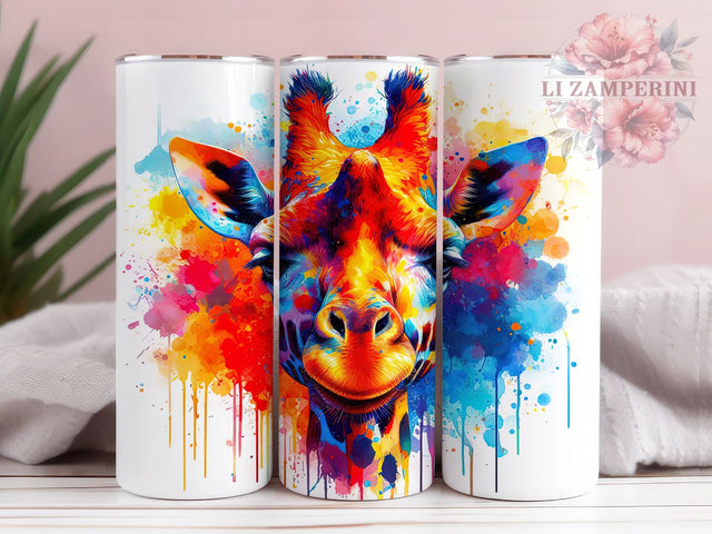 Watercolor Safari Giraffe Tumbler, Alcohol Ink Tumbler, Safari Tumbler Wrap, 20oz Sublimation Wrap, Watercolor Giraffe Tumbler, Animal Print Tumbler, Abstract Giraffe Design Sublimation Li Zamperini 