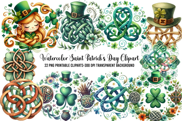 Watercolor Saint Patrick's Day Clipart Sublimation Rupkotha 