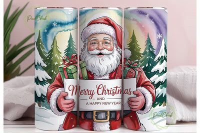 Watercolor Santa 20oz Tumbler Wrap Sublimation PixelChick 
