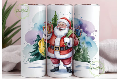 Watercolor Santa 20oz Tumbler Wrap Sublimation PixelChick 