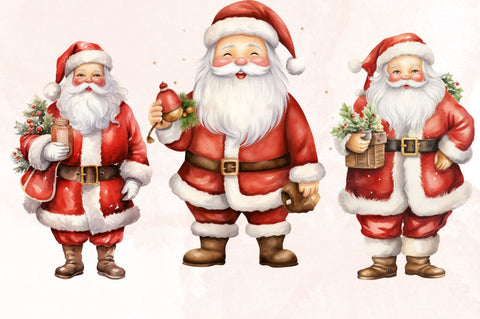Watercolor Santa Claus Sublimation Clipart Bundle Sublimation Designangry 