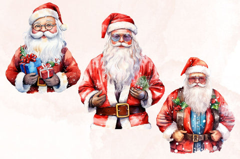 Watercolor Santa Claus Sublimation Clipart Bundle Sublimation Designangry 