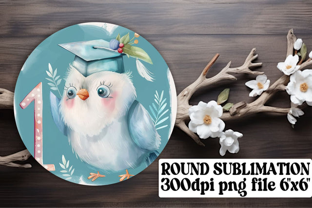 Watercolor School Animals Circle Graduation Design keychain Sublimation afrosvg 