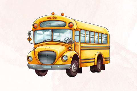 Watercolor School Bus Sublimation Clipart Bundle Sublimation Designangry 