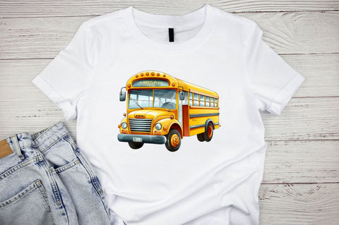 Watercolor School Bus Sublimation Clipart Bundle Sublimation Designangry 