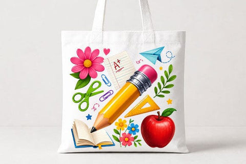 Watercolor School Supplies PNG | Back To School Teacher Design SVG BillahCrafts 