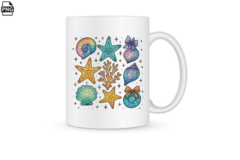 Watercolor Sea Creatures And Shells PNG Printable File Sublimation Creativedesigntee 