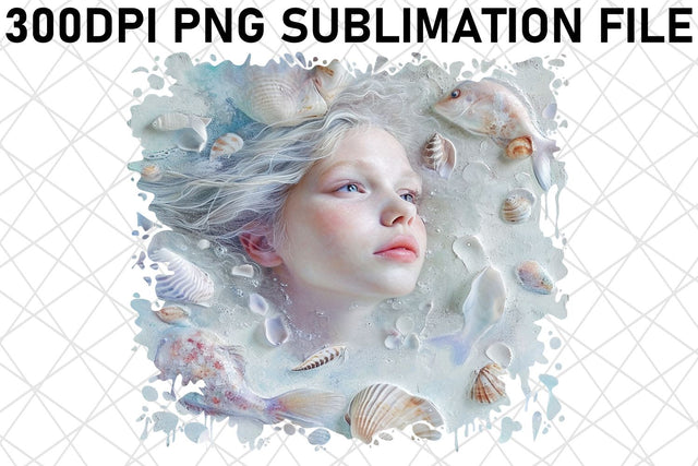 Watercolor Sea Siren Design Set Bundle Sublimation afrosvg 