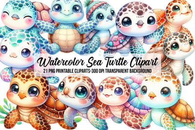 Watercolor Sea Turtle Clipart Sublimation Rupkotha 