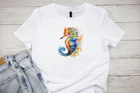 Watercolor Seahorse Clipart Bundle Sublimation Designangry 