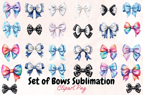 Watercolor Set of Bows Sublimation Bundle Clipart Bundle Sublimation Designangry 