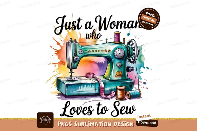 Watercolor Sewing Machine Lady Sublimation Png Sublimation Designangry 