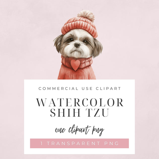 Watercolor Shih Tzu Clipart PNG SVG Elise Cellucci 