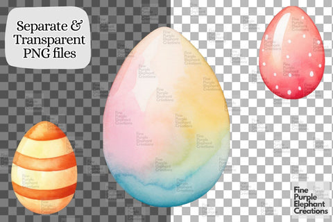 Watercolor Simple Decorative Easter Eggs PNG Clipart | Die Cut Printable Sublimation Fine Purple Elephant Creations 