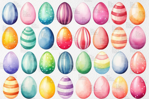Watercolor Simple Decorative Easter Eggs PNG Clipart | Die Cut Printable Sublimation Fine Purple Elephant Creations 