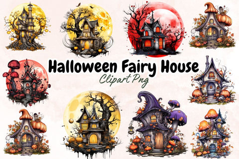 Watercolor Simple Halloween Fairy House Sublimation Bundle Sublimation Designangry 