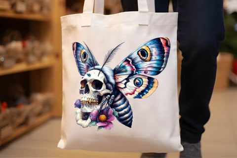 Watercolor Skull Moth Clipart Sublimation Rupkotha 