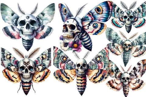 Watercolor Skull Moth Clipart Sublimation Rupkotha 