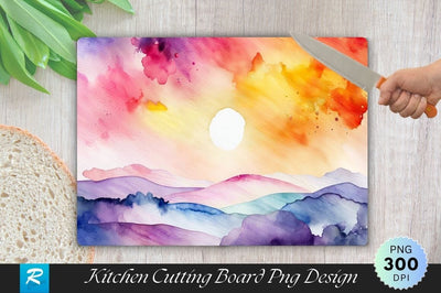 Watercolor Sky Cutting Board PNG Sublimation Regulrcrative 