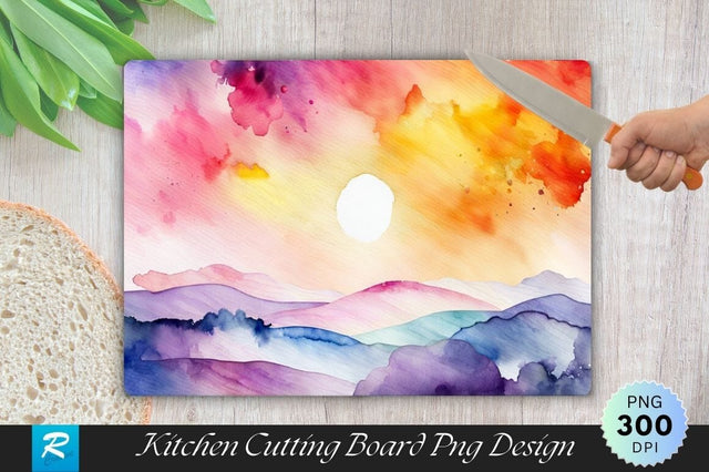 Watercolor Sky Cutting Board PNG Sublimation Regulrcrative 