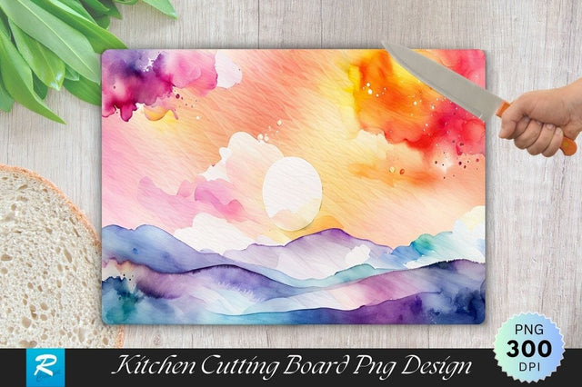 Watercolor Sky Cutting Board PNG Sublimation Regulrcrative 
