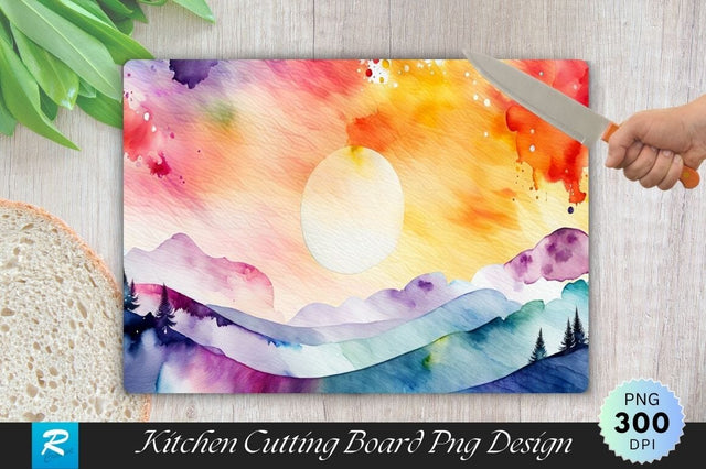 Watercolor Sky Cutting Board PNG Sublimation Regulrcrative 