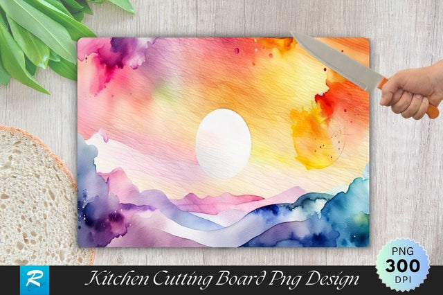 Watercolor Sky Cutting Board PNG Sublimation Regulrcrative 