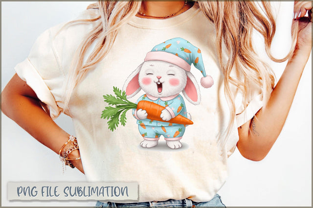 Watercolor Sleepy Baby Bunny PNG Sublimation Shetara Begum 